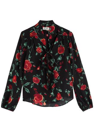 Rixo Rixo Moss Floral-print Silk-chiffon Blouse - Black - 6 (UK6 /xs)