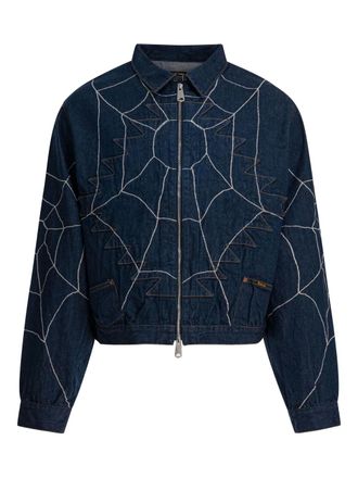 KAPITAL spiderweb-embroidered denim jacket - men - Cotton - 48 - Blue