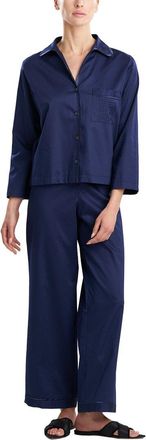 Natori 2Pc Sateen Embroidered Essentials Notch Pajama Set