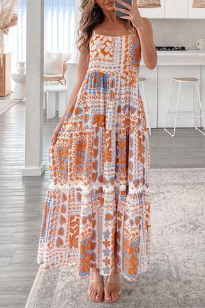 Azura Exchange Gelaagde Maxi Jurk Patchwork Print