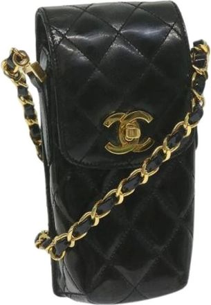 Chanel Pre-owned Cross Body Bags, female, Black, Size: ONE SIZE Pre-owned Vintage Leather Cross Body Bag