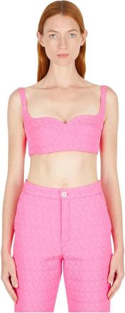 Marco Rambaldi Quilted Heart Top - Dames - Tops zonder mouwen - Roze - L - Polyester - Tops