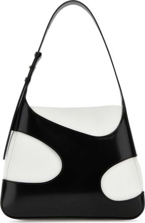 Ferragamo Two-tone Leather And Canvas Cut Out L Shoulder Bag