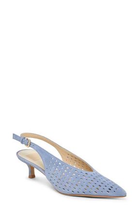 Dolce Vita Alenna Perf Slingback Pointed Toe Kitten Heel Pump in Perwinkle Suede at Nordstrom, Size 7.5