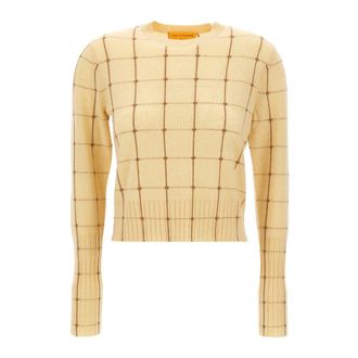 Guest In Residence Shrunken Checker Crew - Knitwear - Mujer - Amarillo - XS