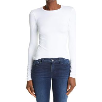 L'agence Tess Long Sleeve Stretch Jersey Top in White at Nordstrom, Size Small