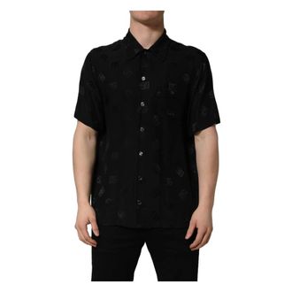 Dolce & Gabbana Short Sleeve Shirts, male, Black, Size: XL Casual Shirt