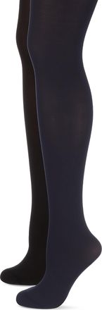 Dim Dim Womens Comfort Opaque Velvety Tights x2 Black/Navy L-XL