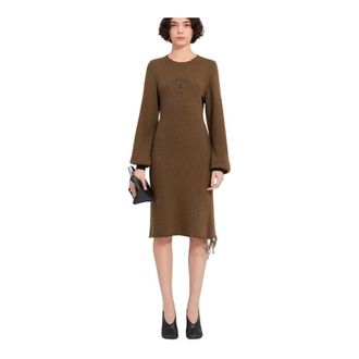 Maison Margiela Frayed Knit Midi-jurk - Dames - Jurken - Bruin - Maat: S Zijde