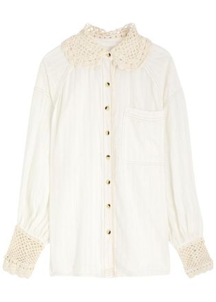 Free People Rhiannon Crochet-trimmed Shirt - White - XS (UK 4-6 / XS) - XS (UK 4-6 /xs)