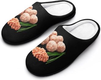 Generic Meatballs Mens Slippers Memory Foam Winter Warm Sandals Slip On House Shoes Size 7-14