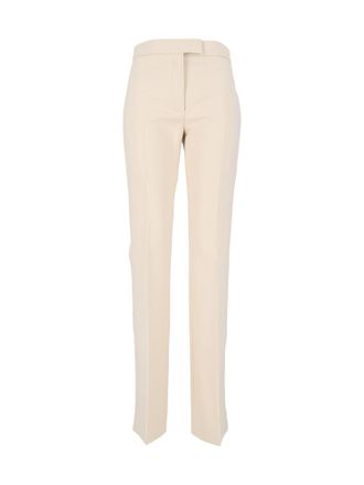 Sportmax White Carnet Tailored High-Waist Straight-Leg Pants