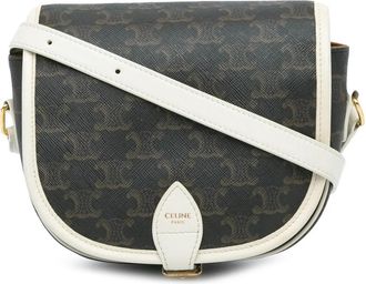 Celine Hobo Bags - 2020 Medium Triomphe Coated Canvas Folco Crossbody - Gr. unisize - in Braun - für Damen