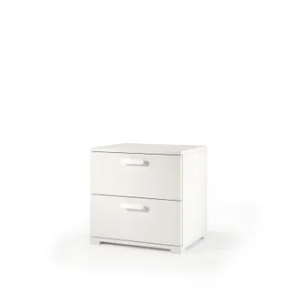 Terraneo Comodino 2 Cassetti Con Guide In Metallo Bianco 40x50x45 Cm - Terraneo