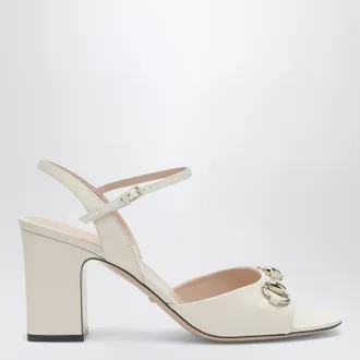 Gucci White leather sandal with Horsebit