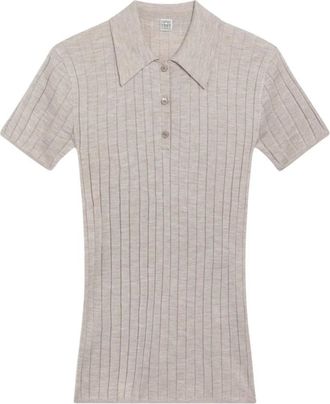 Toteme Polo de Cachemira y Seda Acanalado - Tops - Mujer - Beige - S