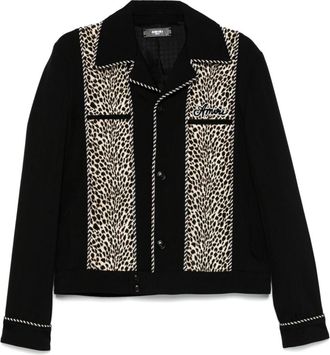 Amiri leopard cadet jacket - men - Elastane/Viscose/Cotton/Viscose - 52 - Black