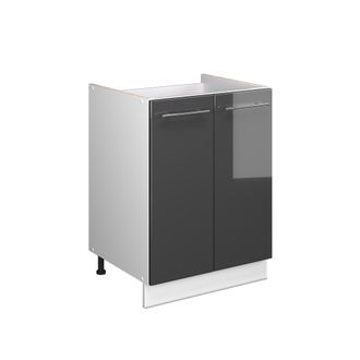 Vicco Mueble Bajo Para Fregadero Fame-line, Antracita Alto Brillo/blanco, 60 Cm, Vicco