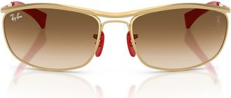 Ray-Ban x Ferrari 62mm Oversize Gradient Oval Sunglasses in Gold/clear Gradient Brown at Nordstrom