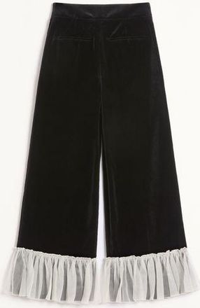 Valentino Pantaloni In Cotton Velvet Donna NERO/AVORIO 36