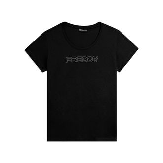Freddy T-shirt Manica Corta con Logo FREDDY in Outline Glitter