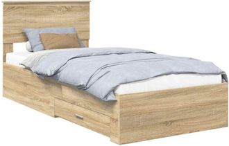 vidaXL Estructura De Cama Con Cabecera Roble Sonoma 90 X 200 Cm Vidaxl