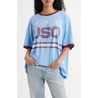 Daydreamer USA World Cup Oversized Graphic Ringer Tee in Blue Bell Combo at Nordstrom