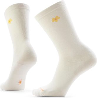 Smartwool Womens Everyday Groovy Bloom Crew Socks Khaki S