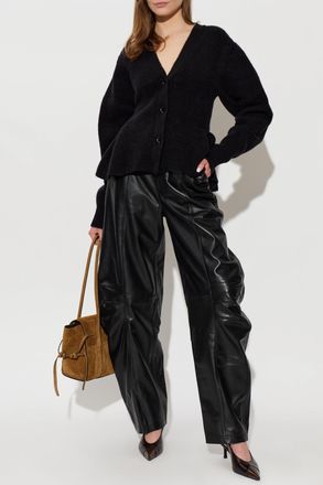Rotate Leather Trousers, Womens, Black