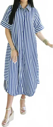 Entro Everly Stripe Midi Dress In Blue