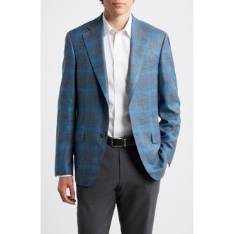Samuelsohn Teal & Blue Slub Wool Blend Sport Coat at Nordstrom, Size 44 Regular