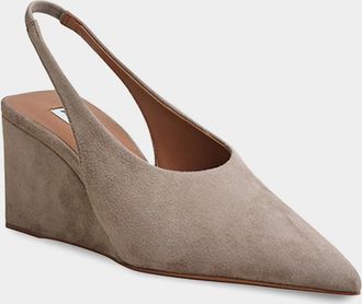 Alaia 75mm Cube Suede Slingback Pumps
