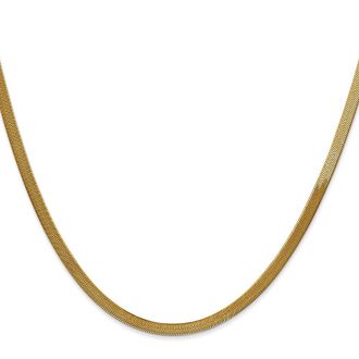 Diamond2Deal 14k Yellow Gold 3mm Silky Herringbone Chain Necklace