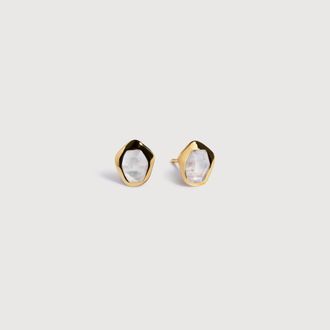 Monica Vinader Gold Odyssey Gemstone Stud Earrings Moonstone