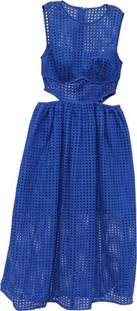 Self Portrait Cutout Broderie Anglaise Midi Dress in Blue Cotton