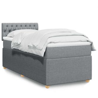vidaXL Cama Box Spring Con Colch&oacute;n Tela Gris Claro 90x200 Cm Vidaxl