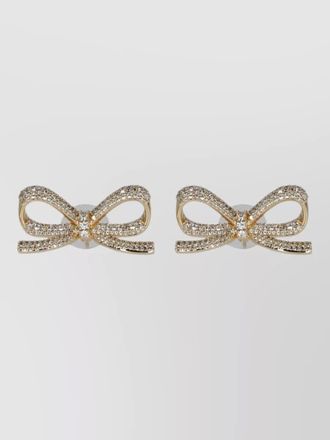 Self Portrait bow crystal brass stud earrings design