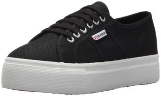 Superga Womens 2790 Platform Fashion Sneaker, Black/White, 3.5 UK