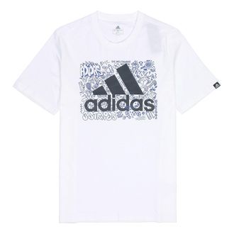 adidas M Ddlbmb L T Graffiti Printing Logo Sports Short Sleeve White GS4001
