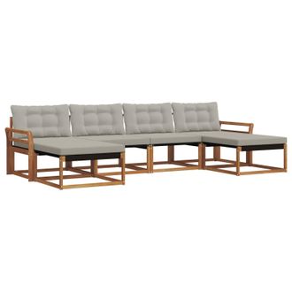 vidaXL Conjunto De Sof&aacute;s De Exterior 6 Pcs Gris Natural Y Claro Vidaxl