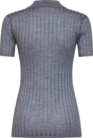 Toteme Womens Polo Shirt Melange Grey Cashmere-Silk Tops