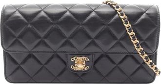 Chanel Pre-owned East West Classic Flap - Dames - Vintage Schoudertas - Zwart - ONE Size - Leer - Vintage