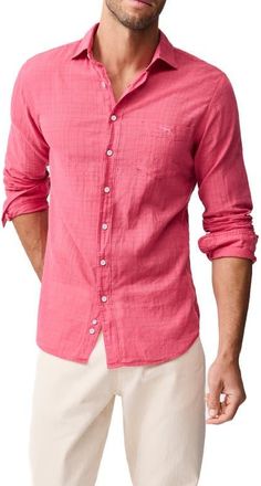 Rodd & Gunn Taupo Bay Sports Fit Check Jacquard Cotton Button-Up Shirt in Geranium at Nordstrom, Size Xxx-Large