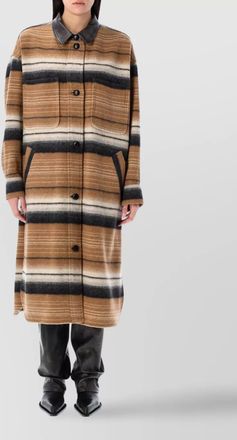 Isabel Marant striped collared long coat with front pockets