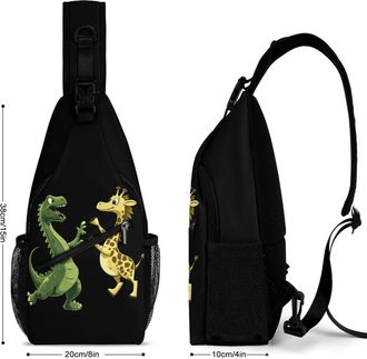 Generic Dinosaur And Giraffe Unisex Shoulder Bags Casual Crossbody Chest Bag Sling Backpack for Hiking Cycling Travel