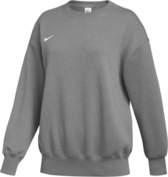 Nike Womens Phoenix Fleece Crew Sweatshirt In Dark Heather Grey/white