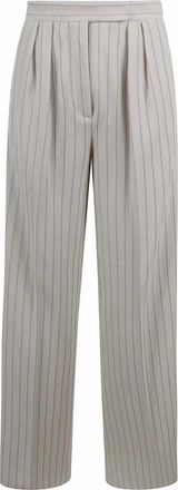 Max Mara Wide-leg pinstriped pique jersey trousers