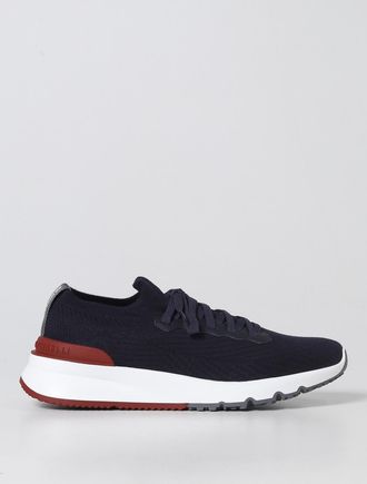 Brunello Cucinelli Sneakers basse in maglia di misto cotone con caviglia elasticizzata