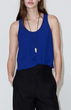 Mango Flowy Cropped Top in Blue at Nordstrom, Size Xx-Small