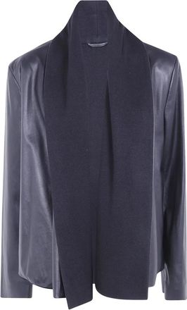 Toteme Scarf Leather Jacket - Dames - Leren en Su&egrave;de Jassen - Zwart - 2XS - Wol - Jassen